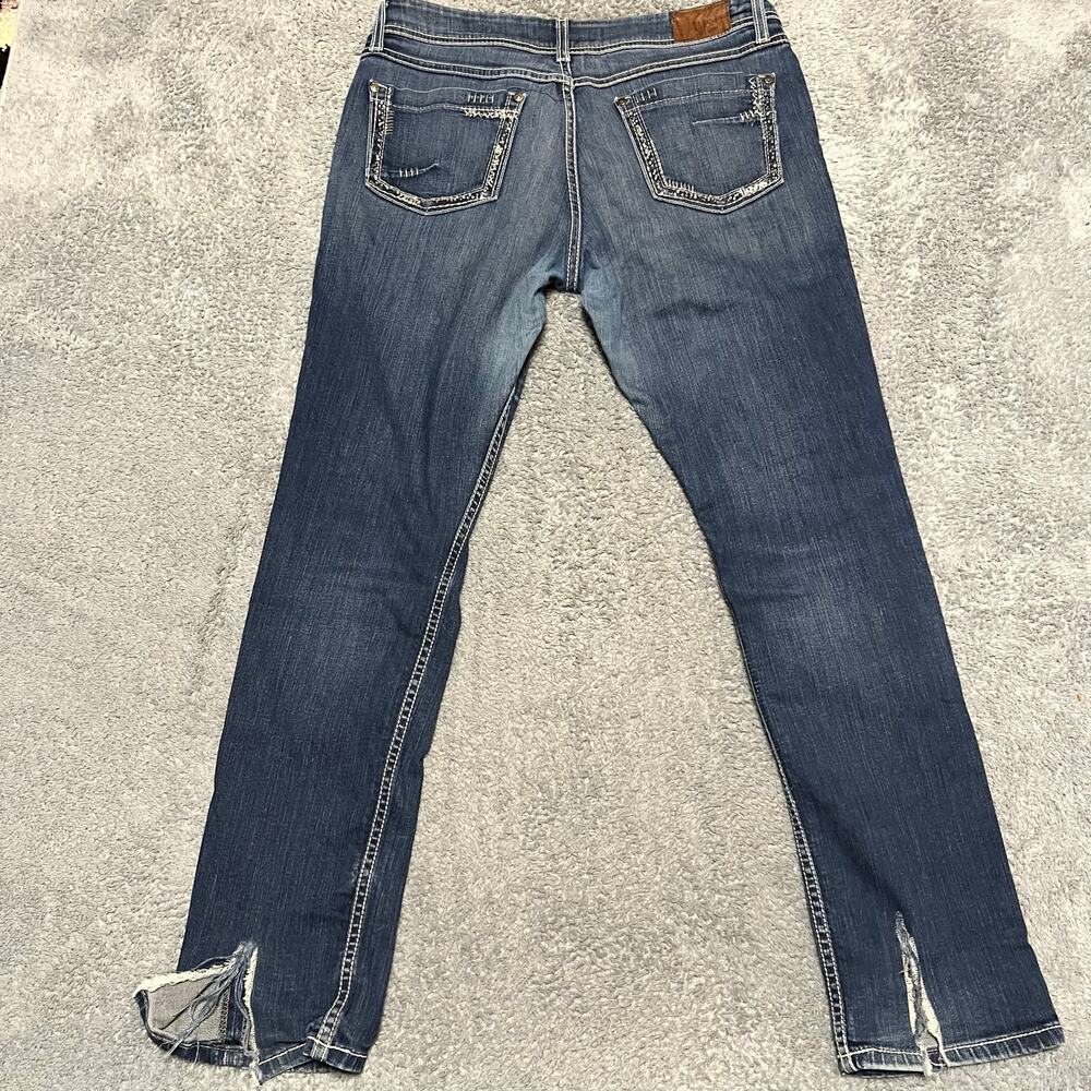 BKE Jeans Womens 32 (35x30) Harper Skinny Bling Western Thick stitch *flaw